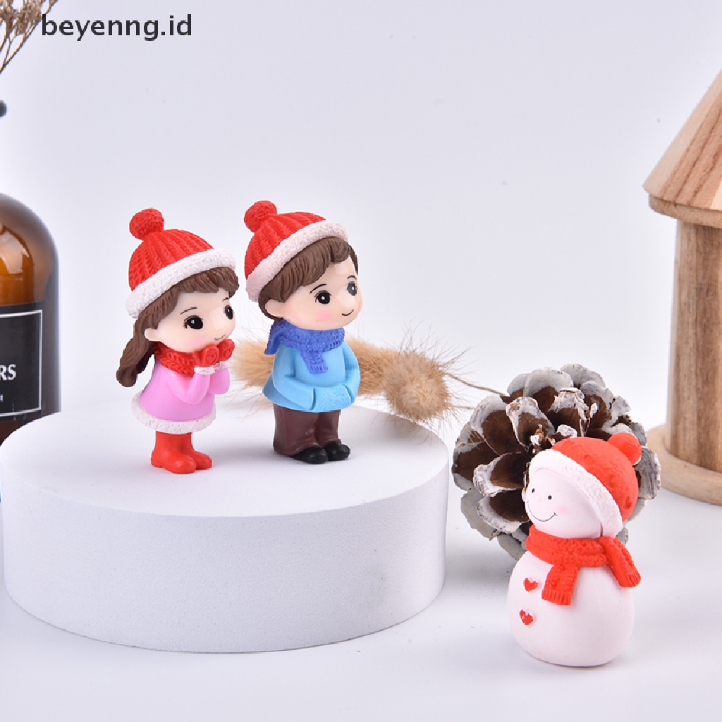 Beyen 3Pc Boneka Figure Pasangan Natal Mini DIY Dekorasi Taman Ornamen Miniatur ID