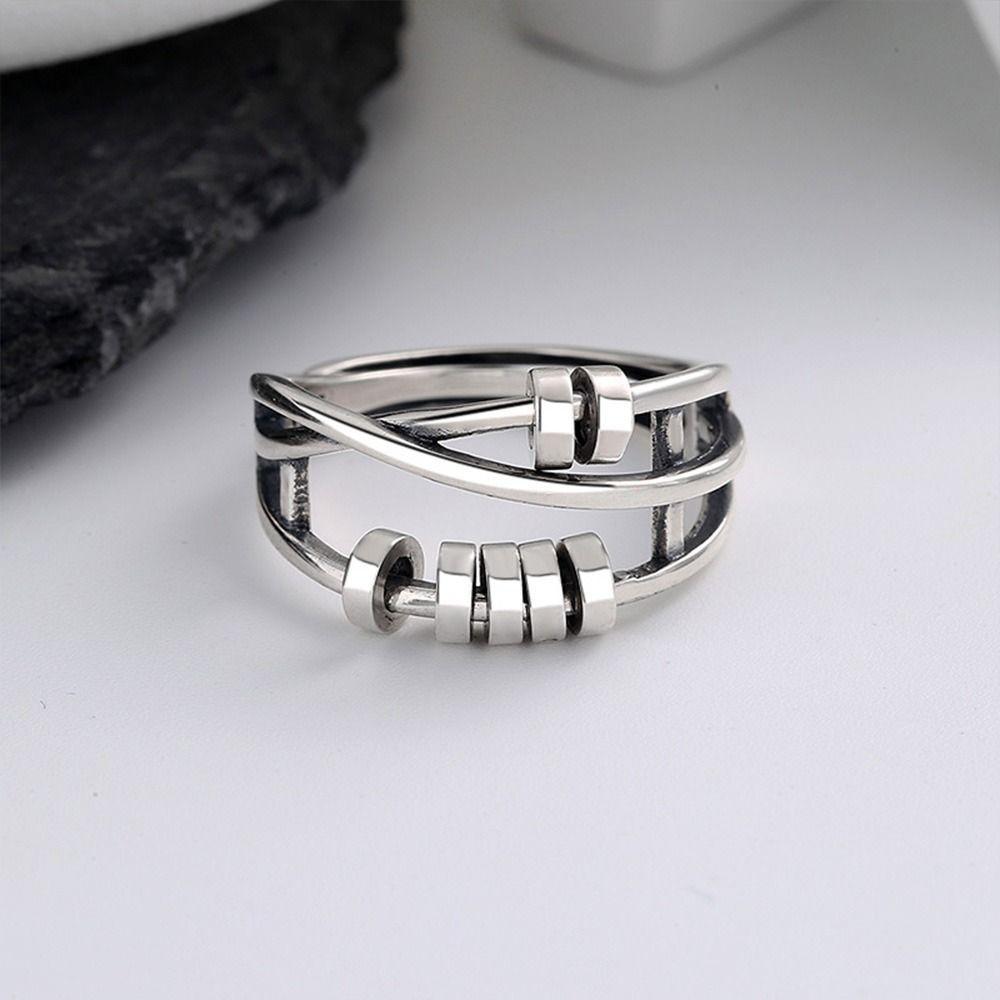 Lily Anxiety Ring Rotatable Aksesoris Anxiety Relief Adjustable Thumb Rings