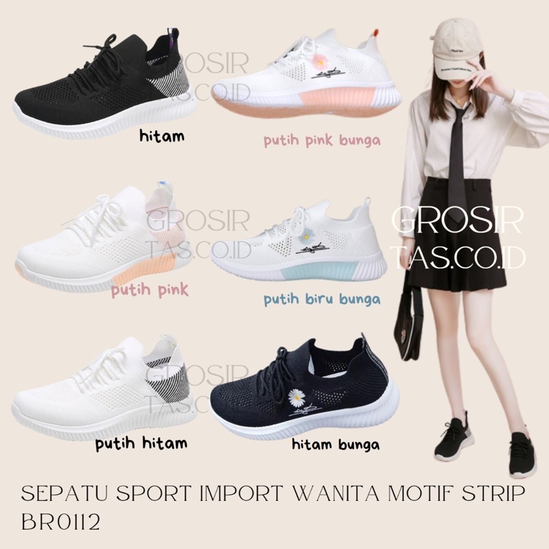 TOPGROSIR LV0112 Sepatu Sneakers Wanita Import Motif Bunga Kekinian