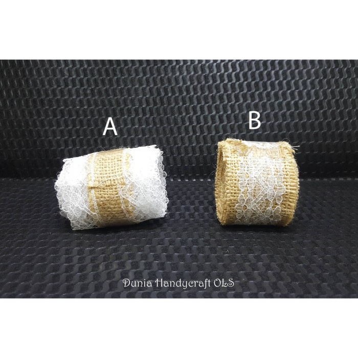 

Pita Gulung Burlap Renda DIY Bahan Kerajinan Tangan - model A, 5 cm