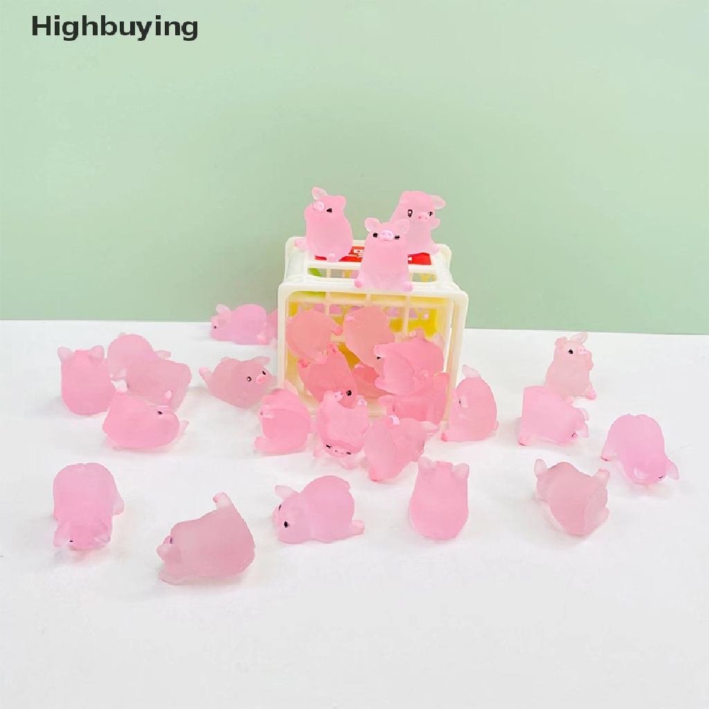 Hbid 10pcs Menyala Warna-Warni Lucu Piggy Scrapbook Ponsel Dekorasi DIY Kerajinan Tangan Resin Aksesoris Glory