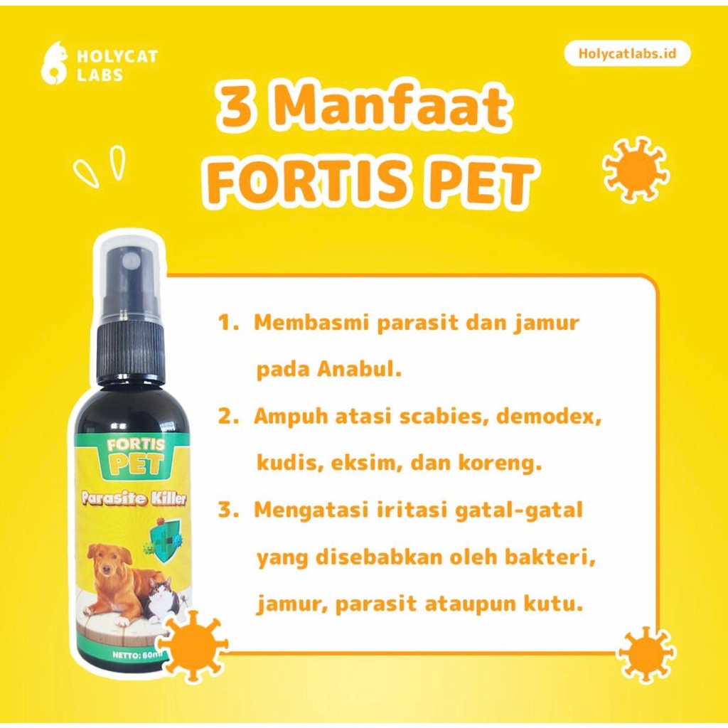 Fortis Pet 60ml Obat Jamur Scabies Spray Kucing