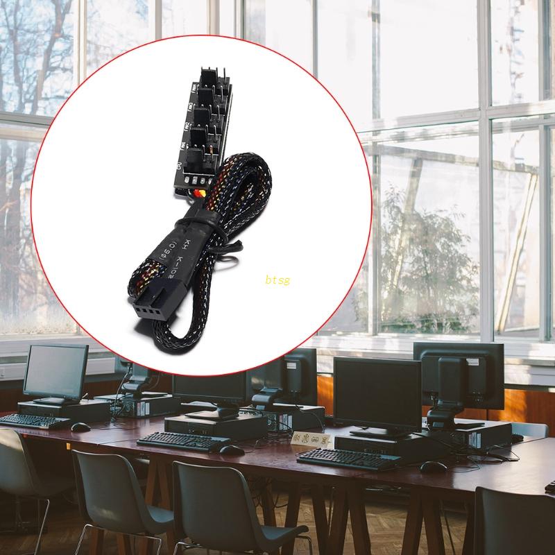 Btsg PC PWM Fan Hub Adaptor Spliter Kabel Ekstensi Daya Sasis Untuk Kabel w/40cm