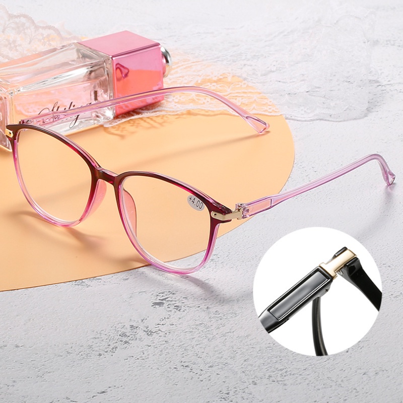 (YUZHU) Kacamata Baca HD Ultra Ringan Fashion Korea Candy Color Bingkai Bulat Anti Radiasi Plus Eyeglasses