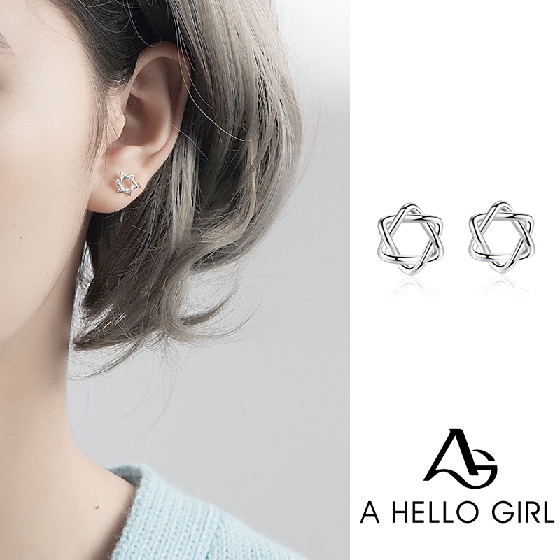 Anting Tusuk Korea Mini 6 Titik Bentuk Bintang Hypoallergenic untuk Hadiah Wanita