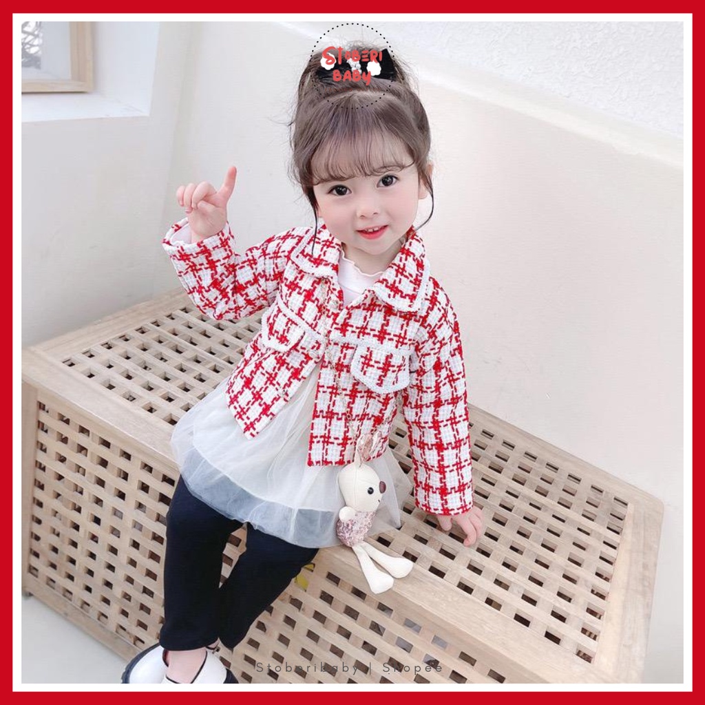 PUNCAK 3.3 stoberi baby - DRESS CICI BUNNY VEST EBV Free Dolls Baju Blouse Dress Anak Perempuan Import Dress anak/Bayi Perempuan Gaun bayi Rok Anak Pakaian anak Set