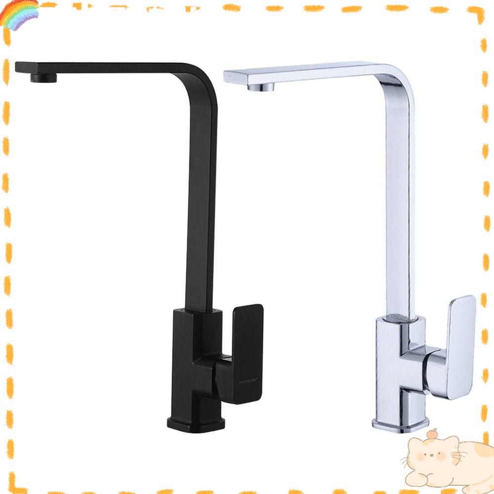 Solighter Keran Mixer Wastafel Warna Mono Hitam Perlengkapan Dapur Single Lever Tap Lubang Tunggal