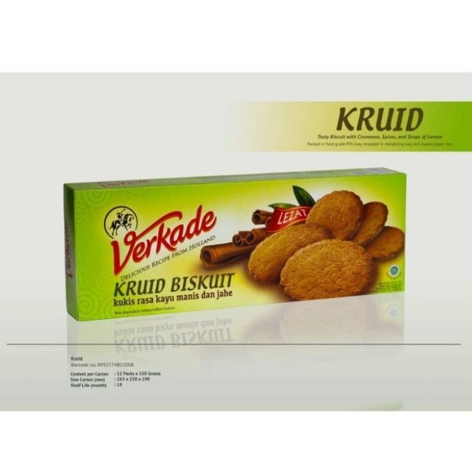 

Verkade Kruid Biscuit 150gr - Kukis Rasa Kayu Manis dan Jahe