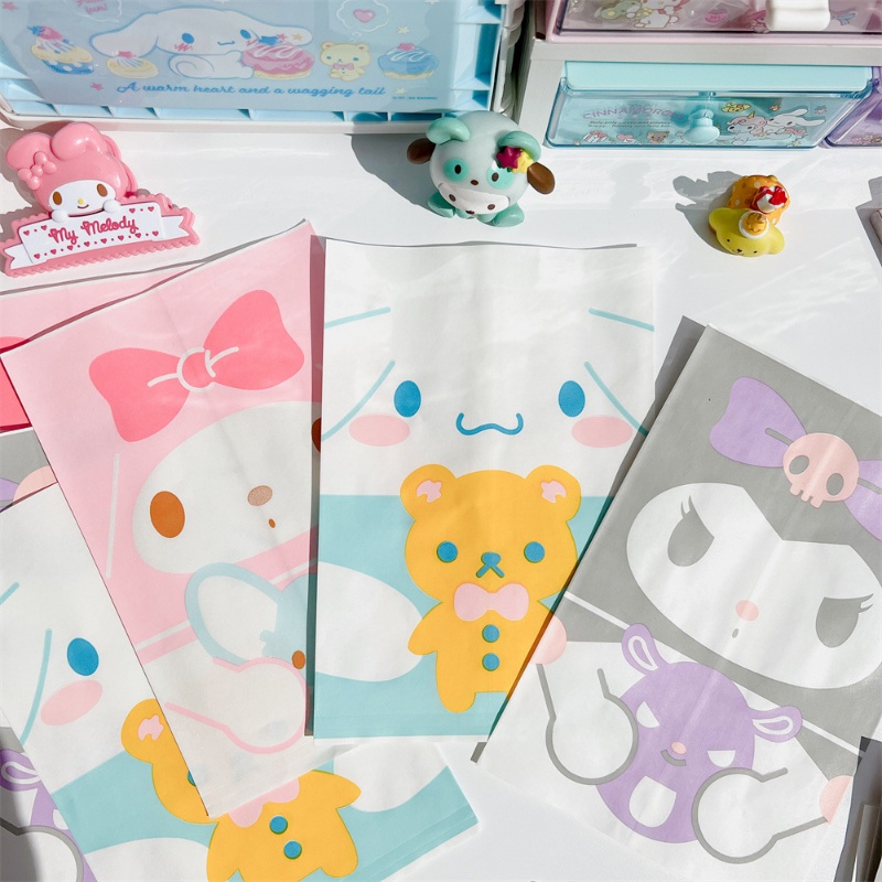 [Harga Grosir] 5Pcs Kawaii Sanrio Kekinian Paket Tas Kartun Hello Kitty Kuromi Melody Cinnamonroll Paper Bag Motif Lucu Baking Snack Bag Permen Biskuit Kantong Penyimpanan