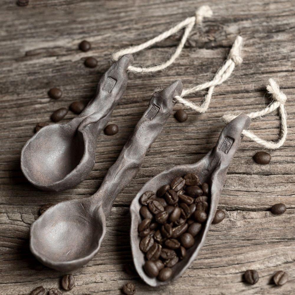 [Elegan] Sendok Kopi Aduk Keramik Retro Handmade Coffee Bean Scoop