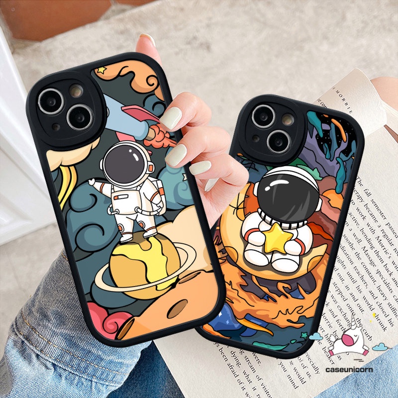 Kartun Astronot Ponsel Case Untuk Infinix  Smart 5 6 Hot 9 11 10 Play 10s 10T 11s Hot 10 Lite Note 8 Trendi Merek NASA Lembut Tpu Silicon Penutup Belakang