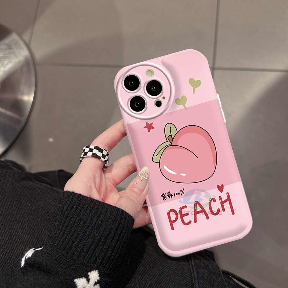 Casing hp Realme 10 C15 C12 C25S C11 C20 realme5 5i 6i C3 8i C21Y C25Y Musim Panas Peach Silicone Airbag Case Binteacase