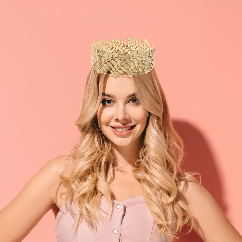 Bando Daun Pengantin Baroque Gold Leaves Hollow Hairband Alloy Headband Untuk Wanita Pernikahan