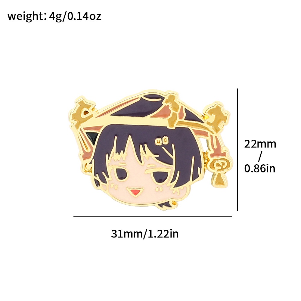 Anime Game Genshin Impact Enamel Bros Lucu Xiao Hutao Venti Xiao Bros Lencana Kerah Pin Kartun Perhiasan Hadiah Untuk Penggemar Teman