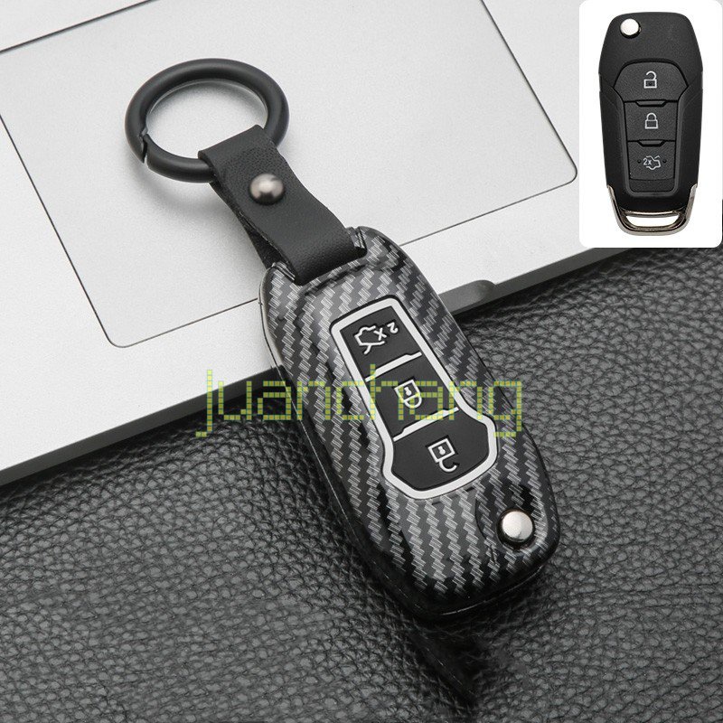 Cover Case Kunci Mobil Serat Karbon Ford RANGER EVEREST FOCUS FIESTA Ecpsport Mustang Fusion Explorer Hadiah Gantungan Kunci Keyring