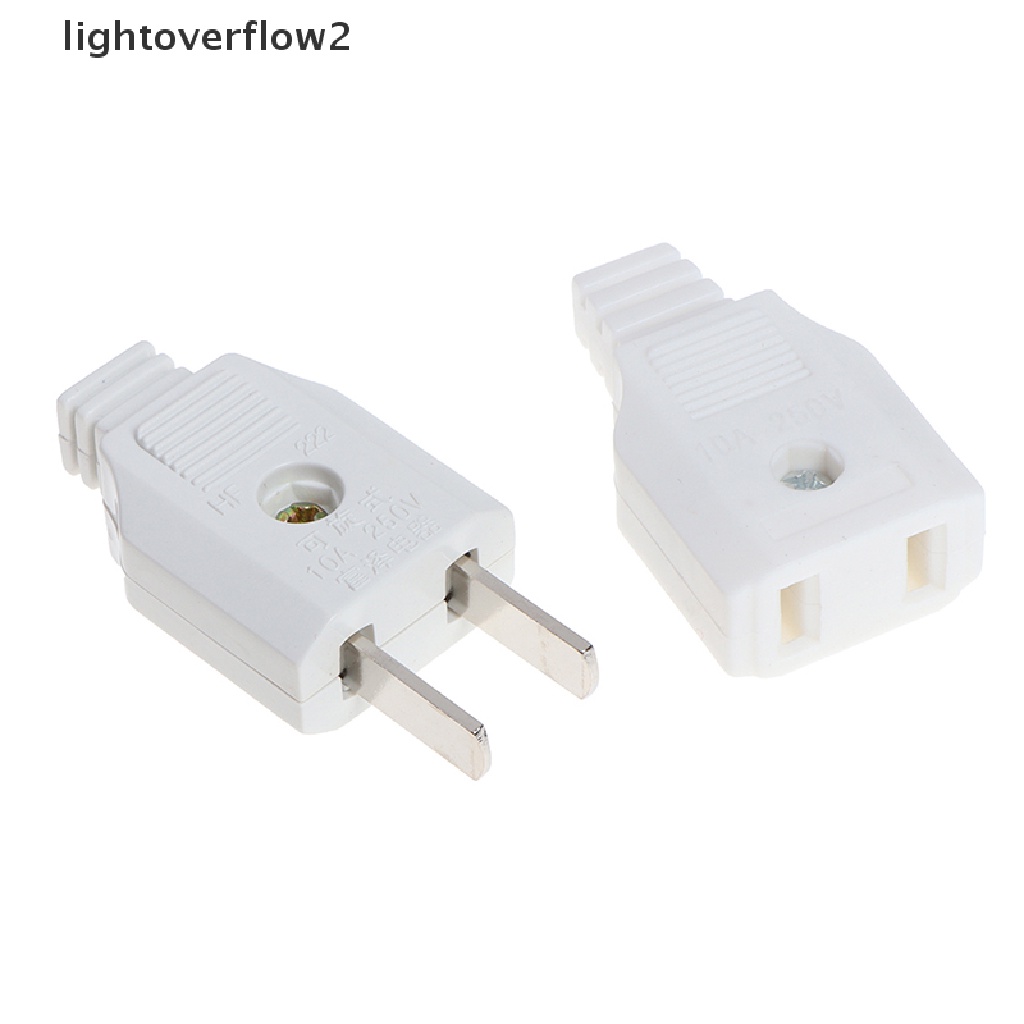 [lightoverflow2] Us 2pin Datar AC Listrik Power Male Plug Female Socket Outlet Adaptor Kawat [ID]