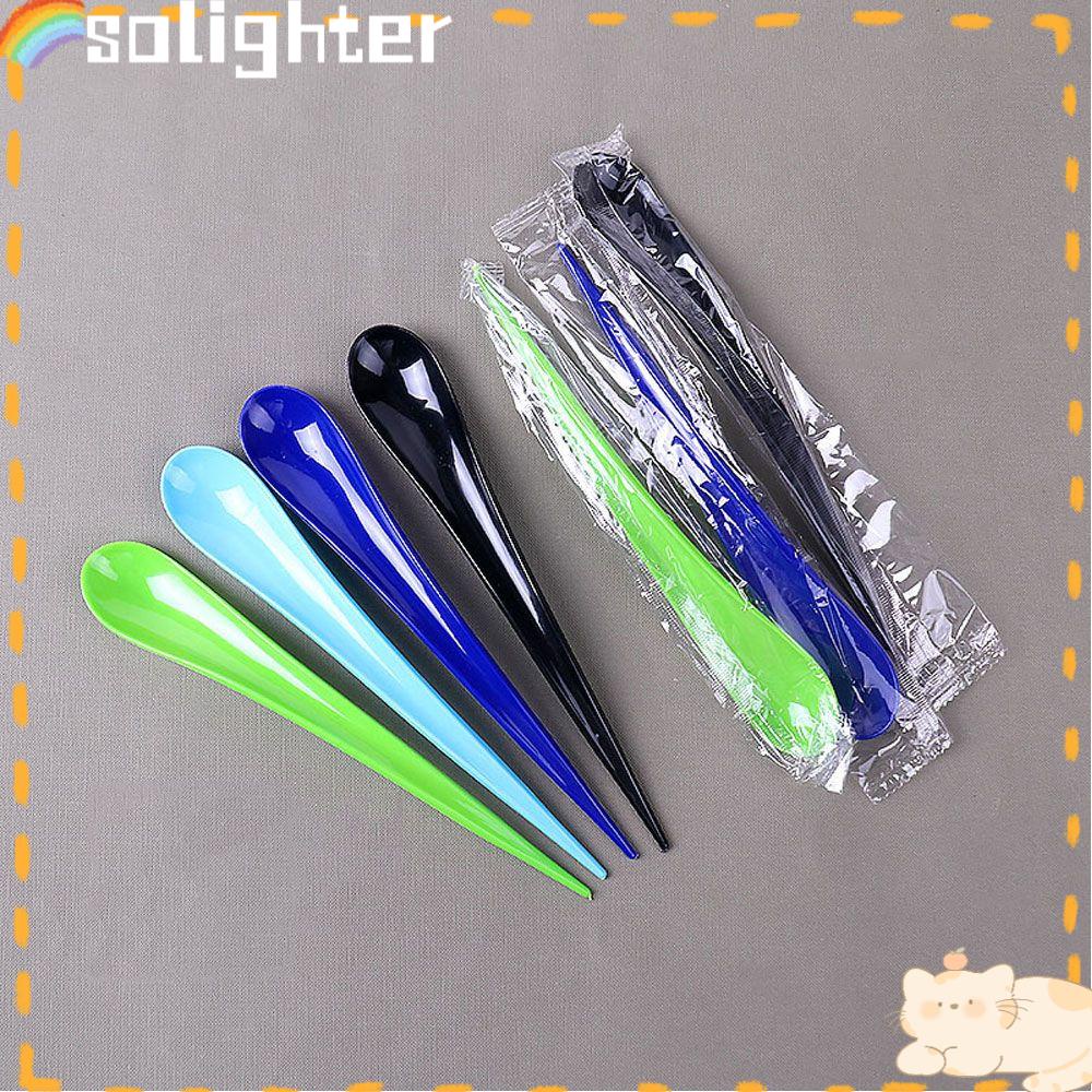 Solighter 100pcs/Pack Sendok Mudah Digunakan Milkshake Yogurt Water Drop Spoon
