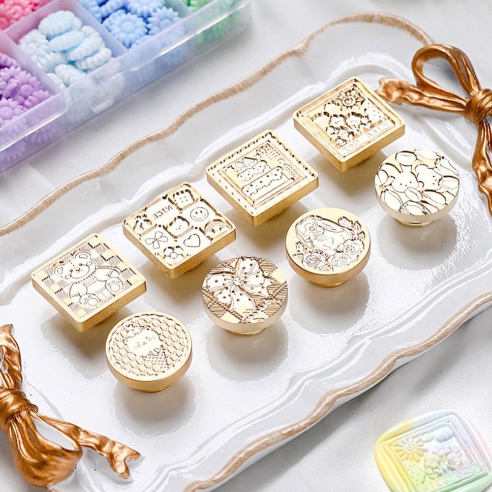 Timekey INS Sealing Wax Stamp Vintage Bunga Lily Tulip Kelinci Lucu Wax Seal Stamps Untuk Undangan Pernikahan Scrapbook Amplop Sealing A2P8