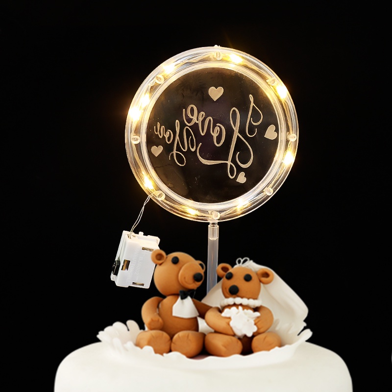 Kreatif Bertenaga Baterai LED Bercahaya Lingkaran Cahaya Kue Topper/Hadiah Buket Lampu Dongeng Hias/Pesta Ulang Tahun Romantis Lampu Ambient