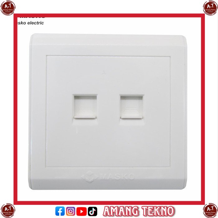 Masko Piano Stop Kontak Data 2 Lubang N-582 SNI/ Stop Kontak LAN termurah