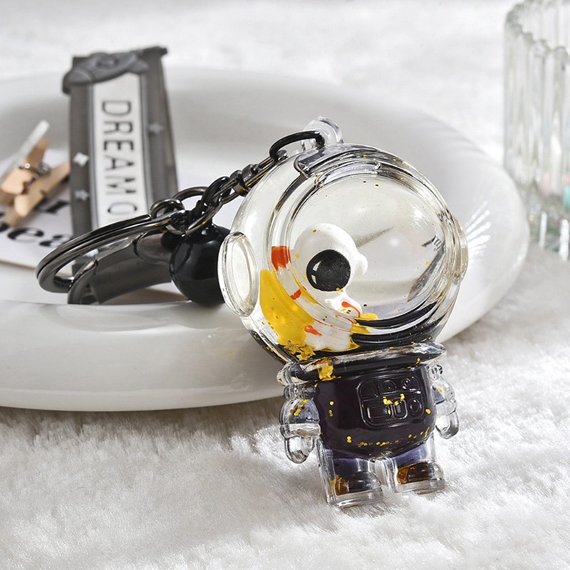 Kartun Ke Minyak Floating Astronot Keychain Quicksand Drift Bottle Key Chain