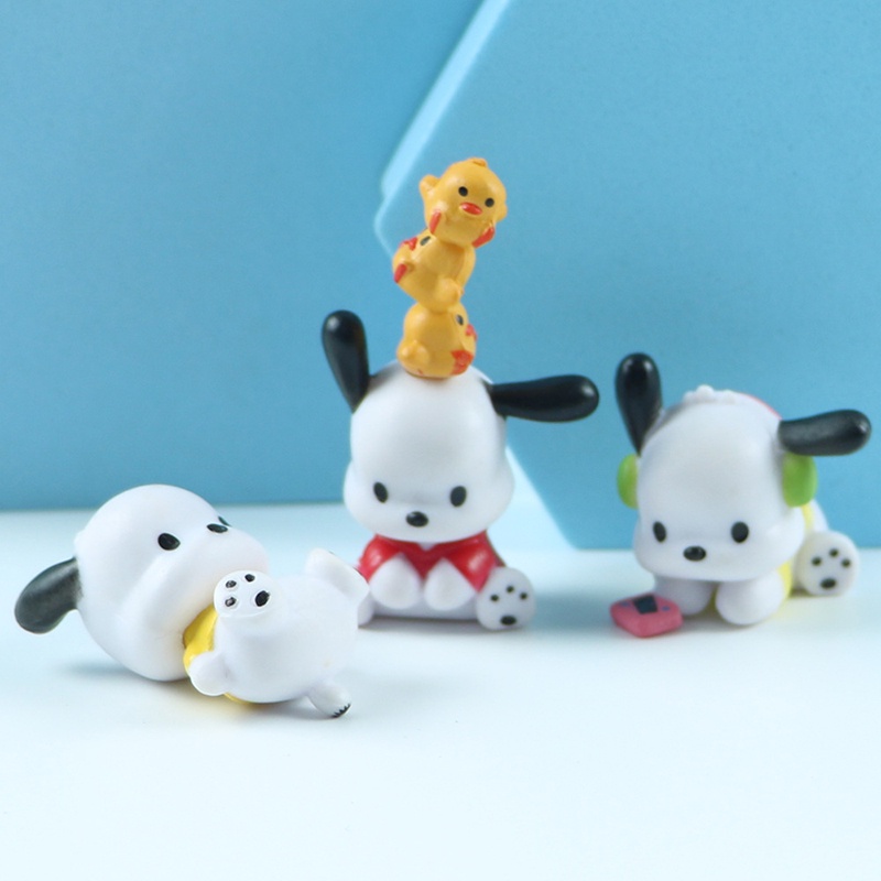 5pcs/set Kartun Anime Figure Pochacco Sanrio Kawaii Boneka Anak Ulang Tahun DIY Dekorasi Anak Perempuan Mainan Desktop Ornamen