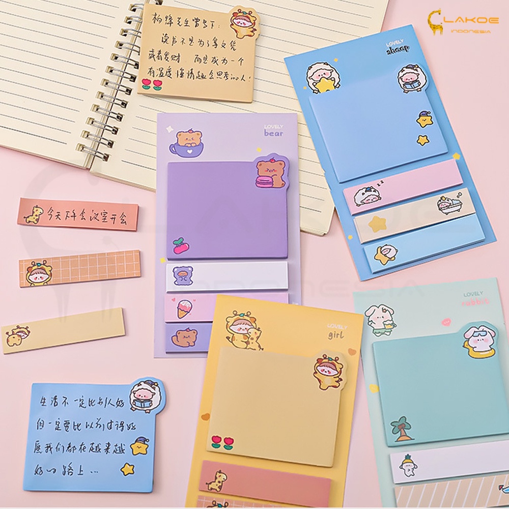 Pembatas Buku Lucu Motif hewan Sticky Notes 4 Line