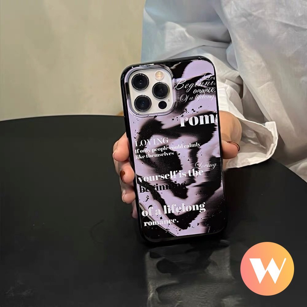 Alphabet Glossy Halus Case Kompatibel Untuk IPhone 7Plus 11 14 13 12 Pro Max XR X XS Max7 8 Plus SE 2020 Fashion Halo Dyed Cat Air Shockproof Soft Cover