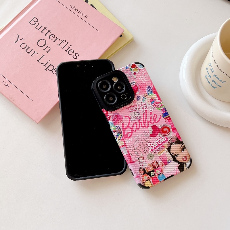 IPHONE Kartun Boneka Barbie Perlindungan Butir Vertikal soft Case Untuk Iphone14 13 12 Pro Max11 X XR XS Max7 8 Plus