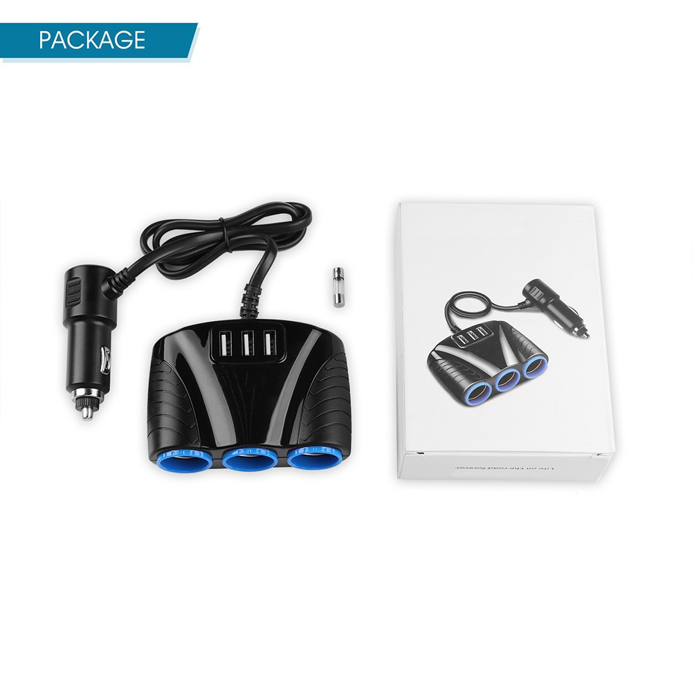 Charger Mobil dengan 3 Portal berdaya 12V-24V Kecepatan Tinggi untuk Semua Jenis Mobil Aksesoris