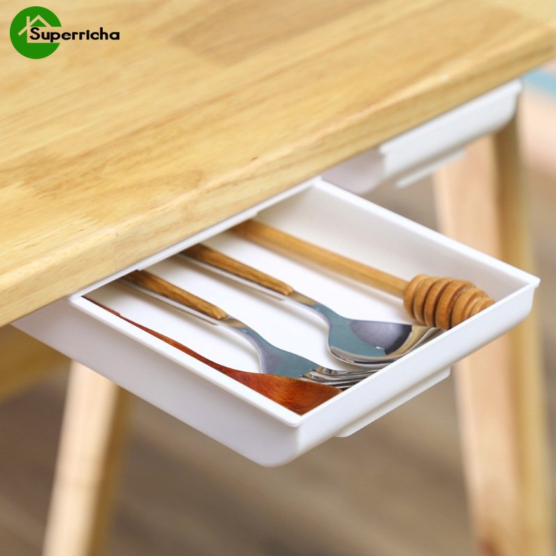 Hidden Self-Adhesive Under Table Drawer Box/Kapasitas Besar Bebas Pukulan Di Bawah Meja Desk Drawer Box/Pena Meja Tarik Pensil Tray Drawer B/Organizer Holder Storage Makeup Boxox