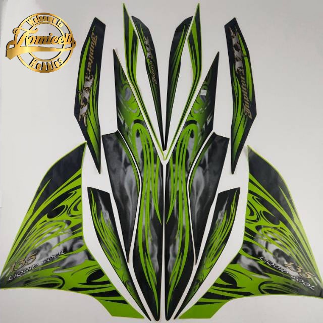 Decal stiker striping motor yamaha Jupiter mx new 135 2011 hijau list body