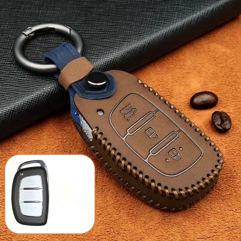 Untuk HYUNDAI Kantong Kunci Mobil Leather Case Key Chain Kulit Asli Key cover keyfob