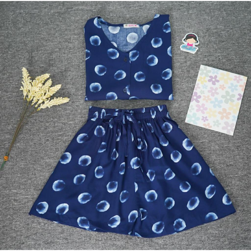 Tq88indonesia Fashion BABYDOLL PIYAMA SETELAN MOTIF RAYON ONE SET /  Baju Tidur Wanita / Pakaian Tidur Cewek