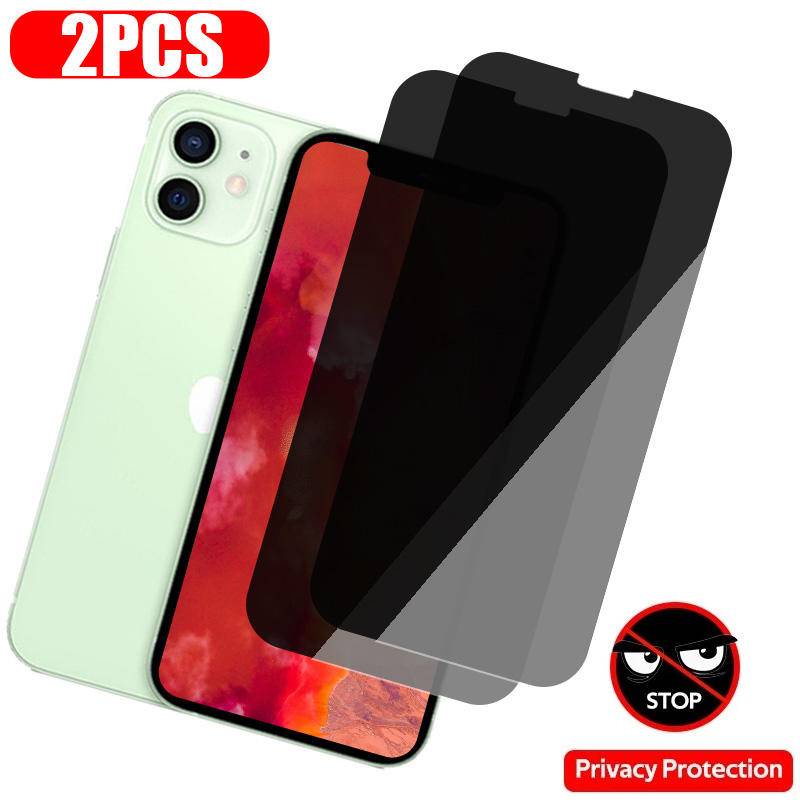 2pcs Pelindung Layar Anti Spy Untuk Iphone14 13 12 11 Pro MAX Plus Kaca Privasi Mini Untuk iPhone X XS MAX XR 7 8 6 6S Plus SE 2022 2020 14Plus 13Mini 12Mini Tempered Glass