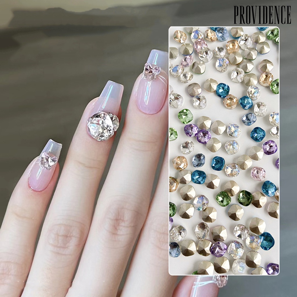 Providence 10Pcs Nail Art Decor Shining Stunning Efek Visual DIY Berkilau Manicure Kristal Imitasi Menunjuk Dasar Kuku Berlian Imitasi Salon Kuku Pasokan