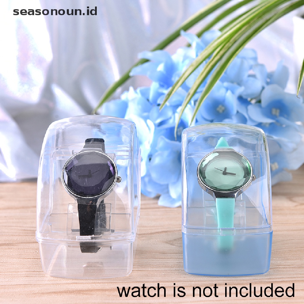 Seasonoun 1pc Case Transparan Plastik Display Perhiasan Jam Tangan Kotak Penyimpanan al box.