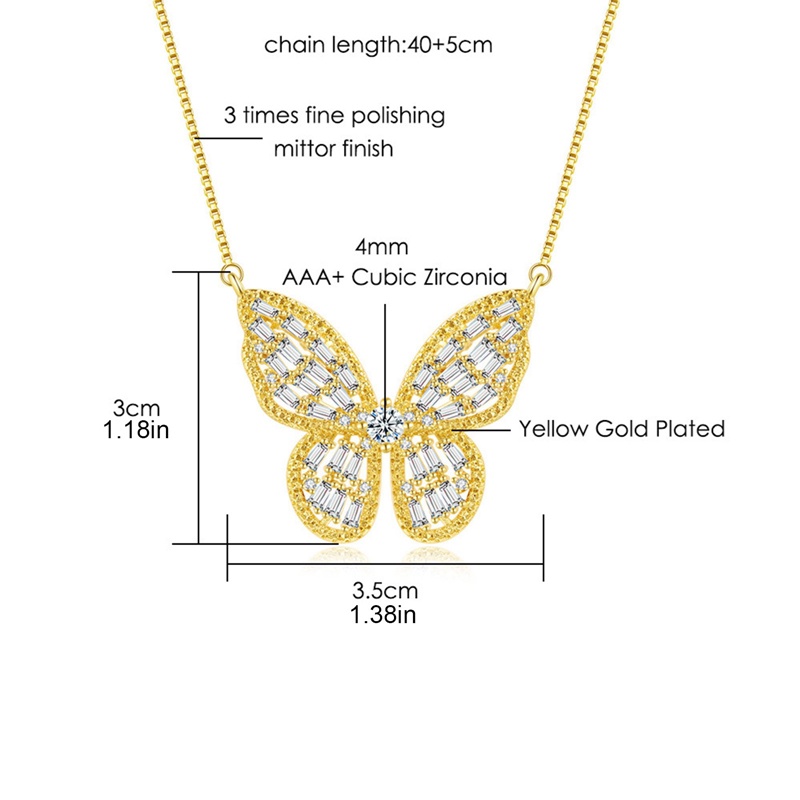 Kalung Chokers Rantai Fashion Liontin Kupu-Kupu Hati Warna Emas Vintage Untuk Wanita Cubic Zirconia Jewelry