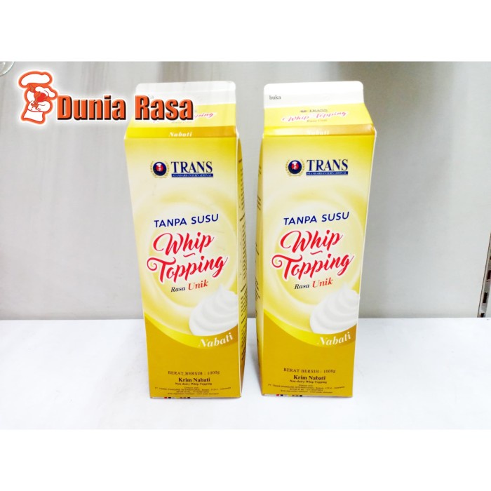 

Trans Whip Cream Non dairy Gold 1000g (GRAB/GOJEK ONLY)