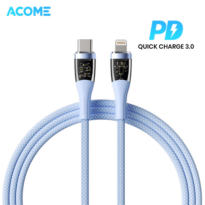 ACOME ACL010T Kabel Data PD Type C to Lightning 100cm Fast Charging 27W  Original - Garansi Resmi 1 Tahun