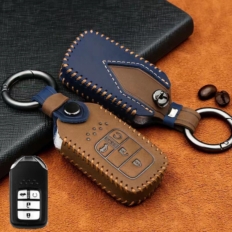 Untuk Honda Accord BRV HRV CRV Jazz Civic City Key Cover Leather Smart Key Remote Case Cover Dengan Tali Rajut Tangan