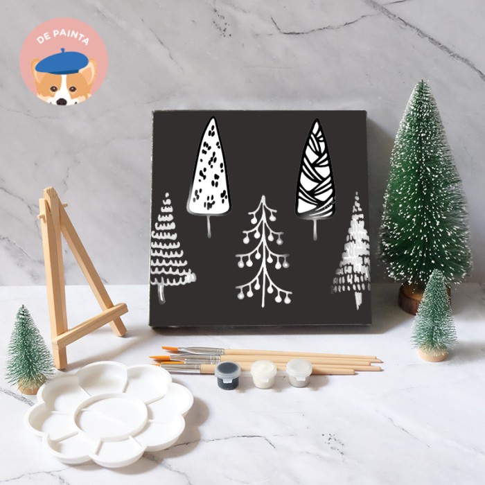 

DISKON SHOPEE/ Paket melukis / Set Alat Lukis Kanvas Hitam Polos Warna Hitam Putih