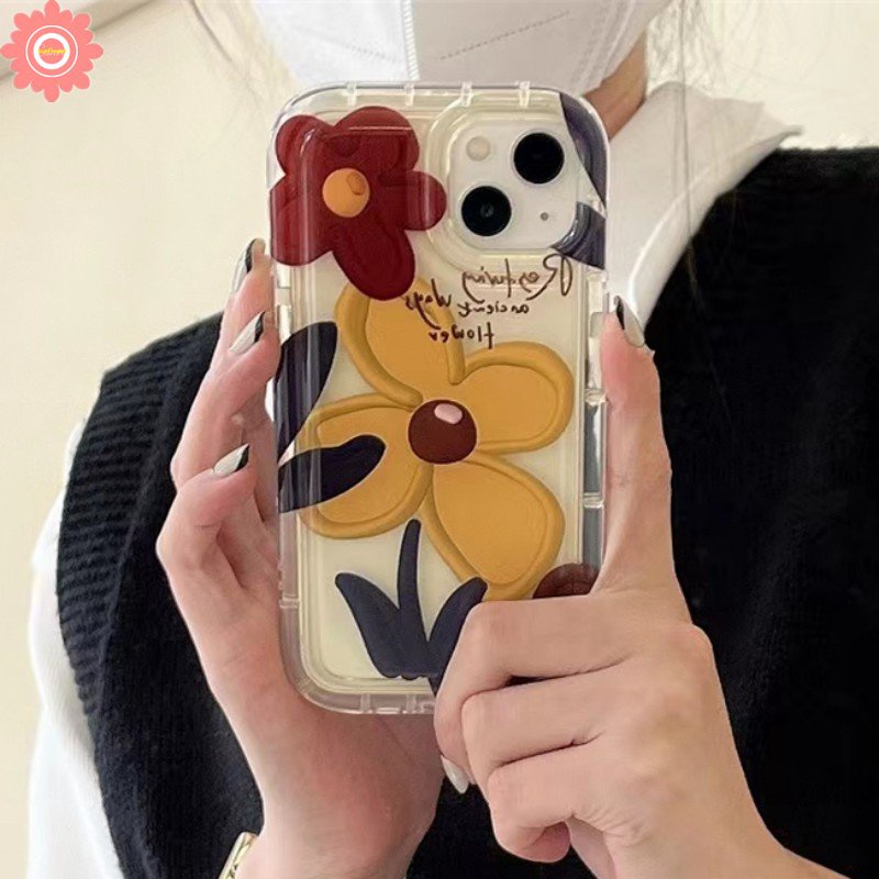 Ins Korea Lukisan Cat Minyak Flowers Case Oppo A15 A96 A76 A74 A17K A16s A3s A5s A95 A7 A54 A16 A17 A12 A5 A9 A57 A16K A55 A1K A77s A77 A16E A53 A92 A31 A52 A12E A15s Airbag Soft Case