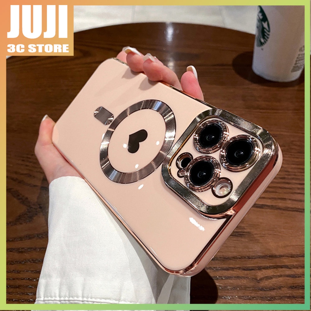 IPHONE Luxury Plating Love Heart Magnetic Untuk Magsafe Wireless Charge Case Untuk Iphone14 13 12 11 Pro Max Plus Silikon Lembut Full Cover