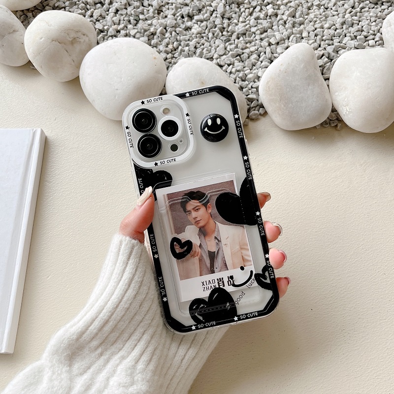 IPHONE Casing Pelindung Desain Kartu Wajah Tersenyum Love heart Untuk Iphone14 13 12 Pro Max11X XR XS Max7 8 Plus