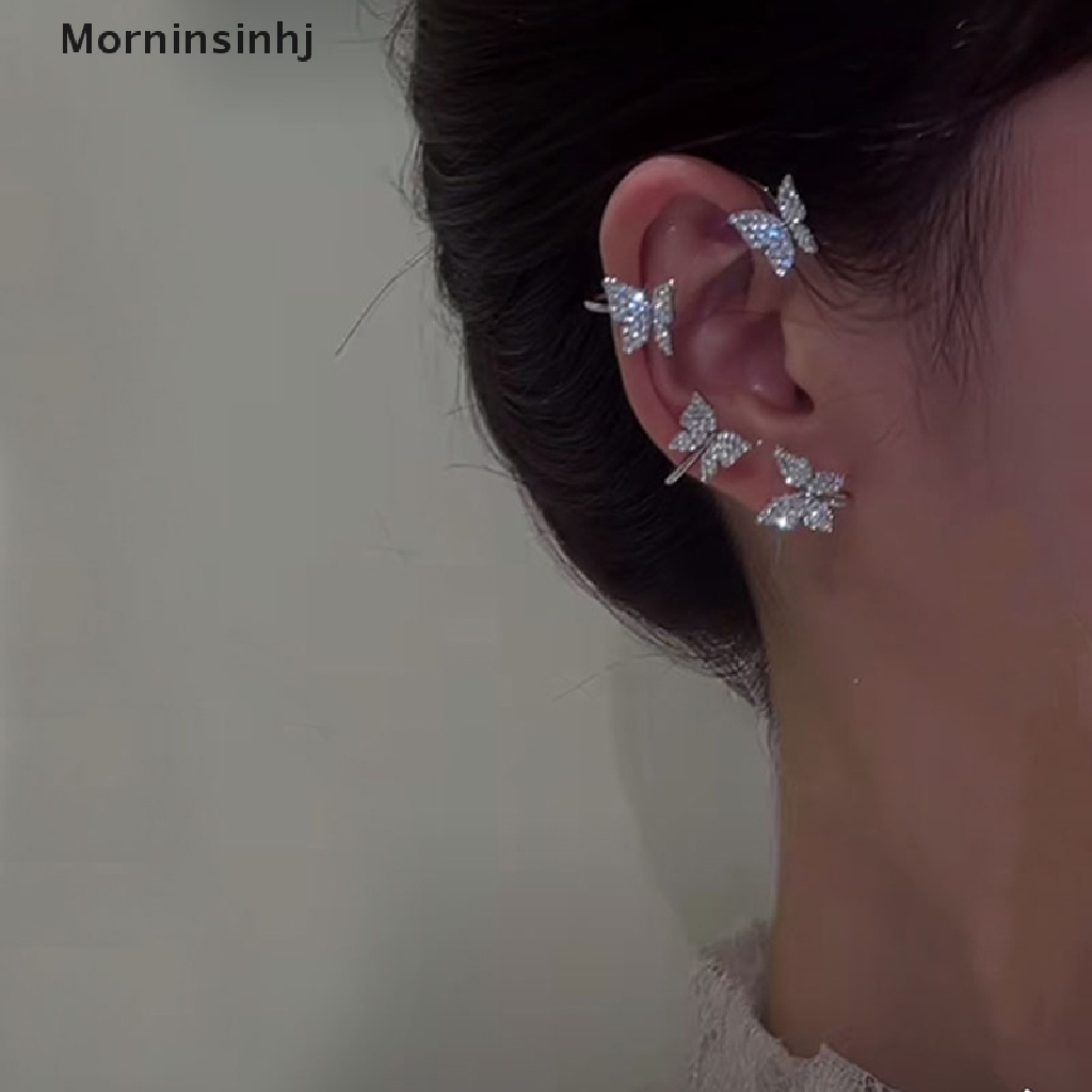 Mornin Zirkon Bersinar Kupu-Kupu Telinga Klip Anting Telinga Manset Ear-hook Pesta Perhiasan Hadiah id