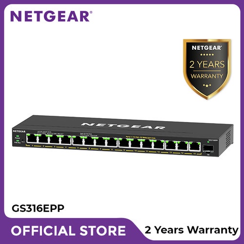 NETGEAR GS316EPP 16 Port Gigabit PoE+ SmartManaged Plus Switch L2 +SFP M