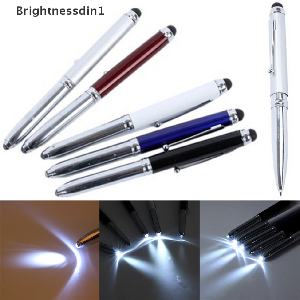 [Brightnessdin1] Pena Ballpoint Stylus Layar Sentuh 3in1 Dengan Lampu Flash LED Untuk iPad Iphone Boutique