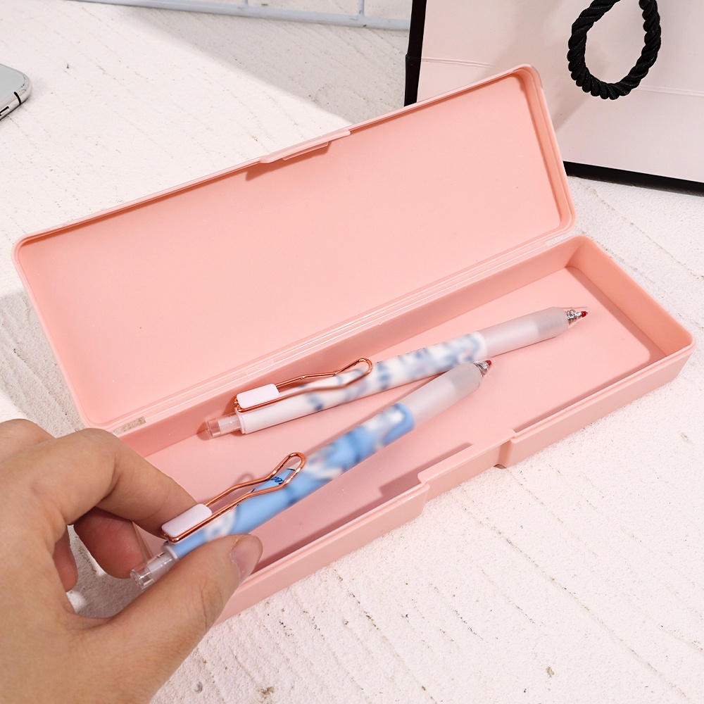 Versi Korea Ins Style PP Drop Resistant Makaron Ballpoint Pen Storage Box/Tempat Pensil Meja Siswa Penyimpanan Alat Tulis Sederhana