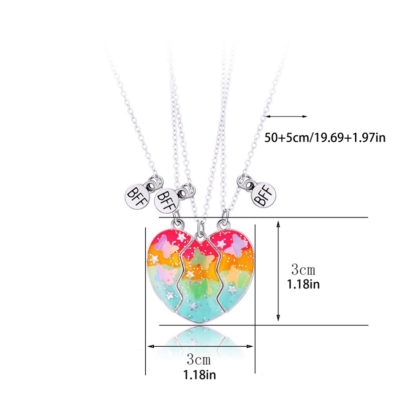 3 Pcs/Set Fashion Teman Baik Anak Kalung Geometris Menetes Minyak Magnet Jahitan Cinta Kalung